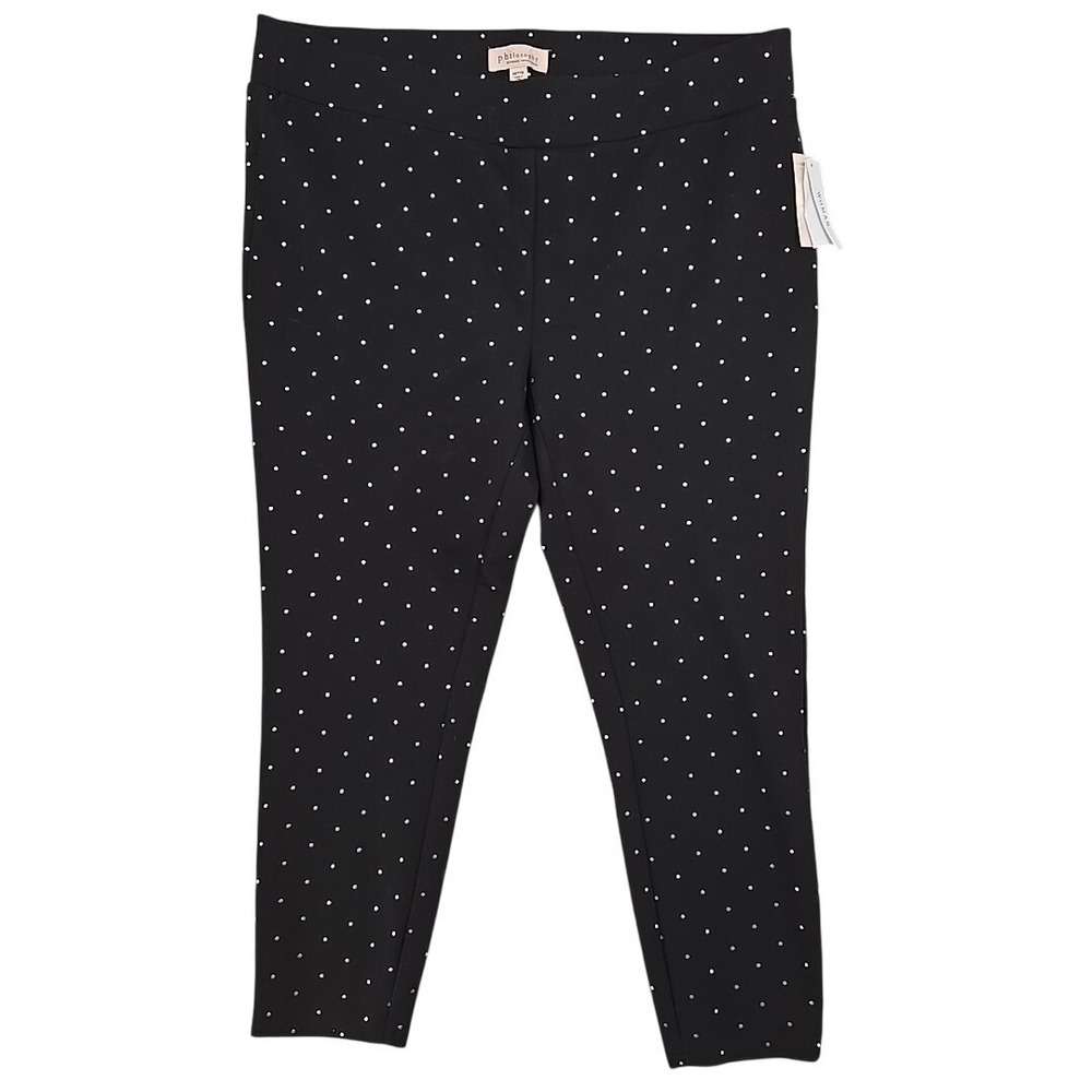 Philosophy Womens 2X Pull On‎ Pants Black Stretch NEW With Rhinestones